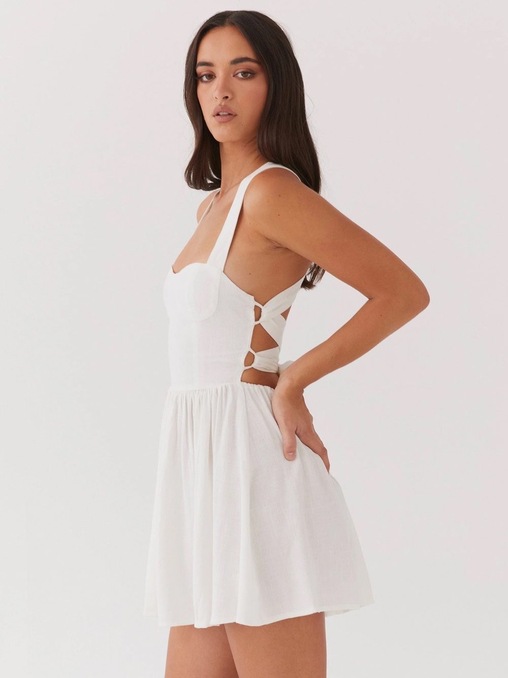 Peppermayo Penelope Linen Mini Dress White NWT Size 8⁠